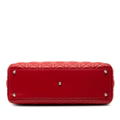 Red Dior Large Lambskin Cannage Lady Dior Satchel Rovelle Bags