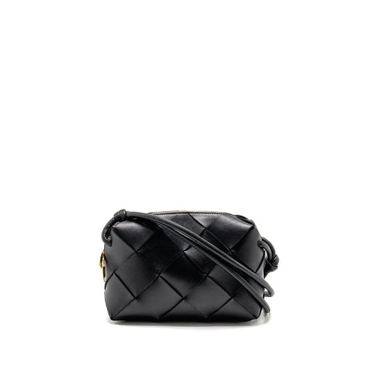 Bottega Veneta Cassette Camera Purse Smooth Intreccio Leather Black