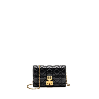 Dior Dioraddict Wallet on Chain Cannage Leather Black Rovelle Bags
