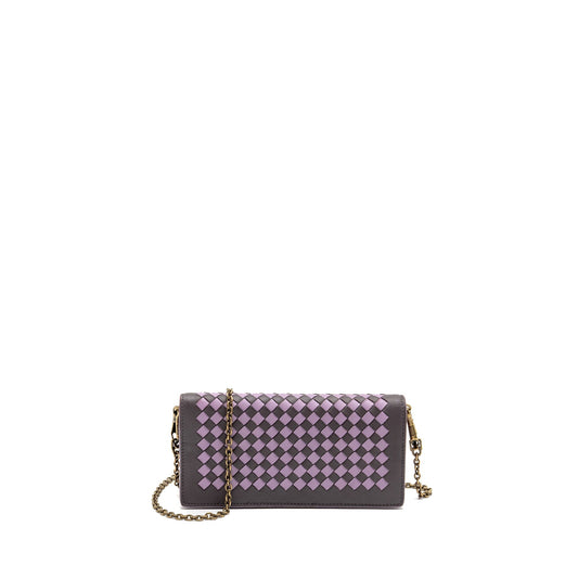 Bottega Veneta Intrecciato Wallet On Chain Leather Purple/Grey