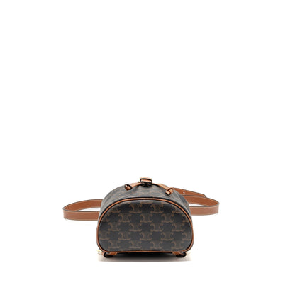 Celine Mini Backpack Folco Triomphe Canvas/Calfskin Tan