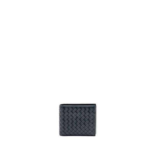 Bottega Veneta Intrecciato Piccolo Bi-Fold Wallet Calfskin Navy