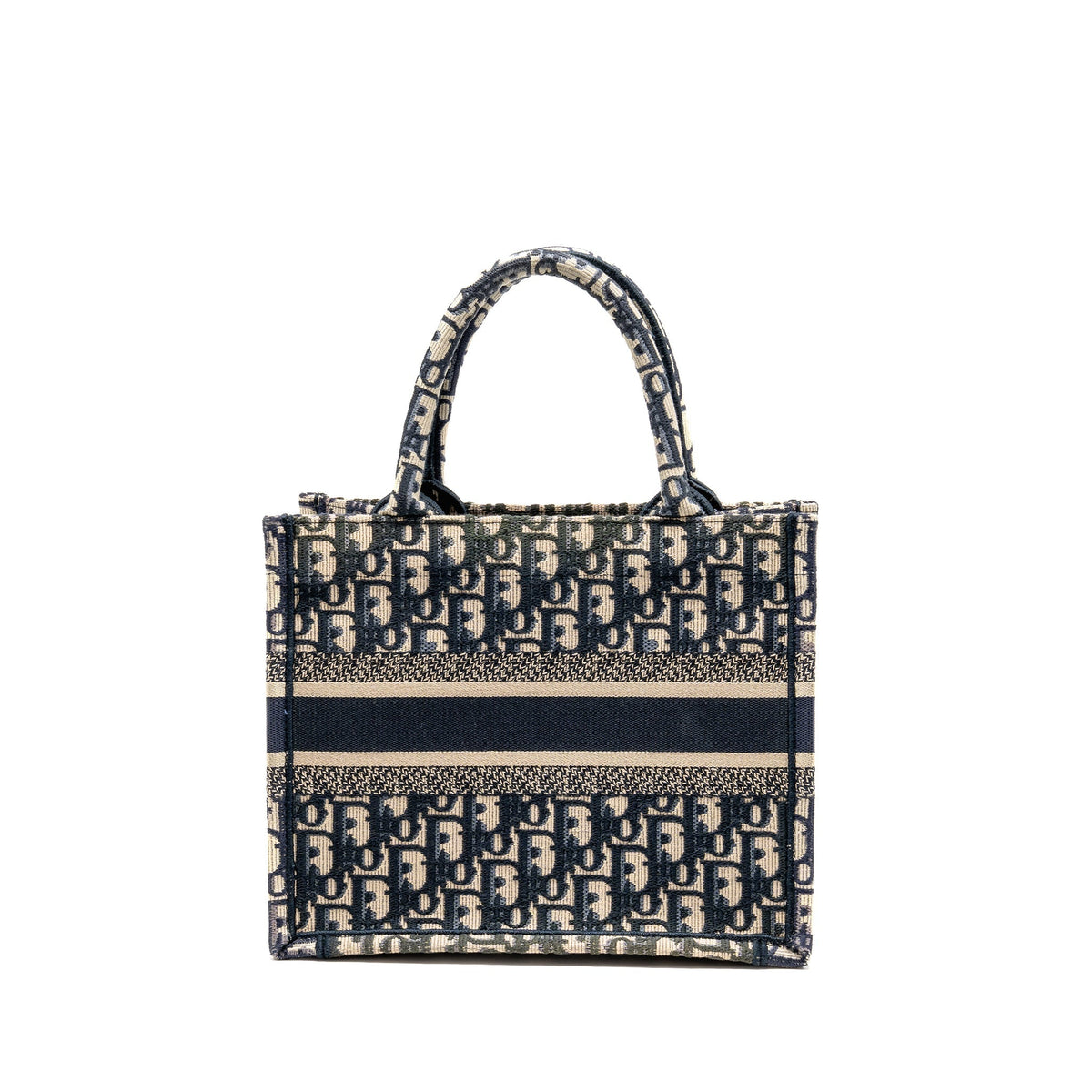 Dior Small Book Tote Blue/Ecru Dior Oblique Embroidry Rovelle Bags