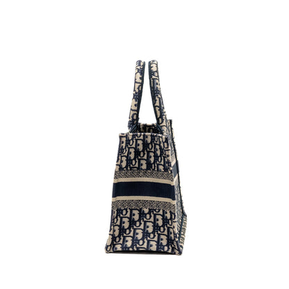 Dior Small Book Tote Blue/Ecru Dior Oblique Embroidry Rovelle Bags