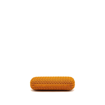 Bottega Veneta Intreccio Impero Ayers Stretch Knot Clutch Satin Orange Ruthenium Hardware
