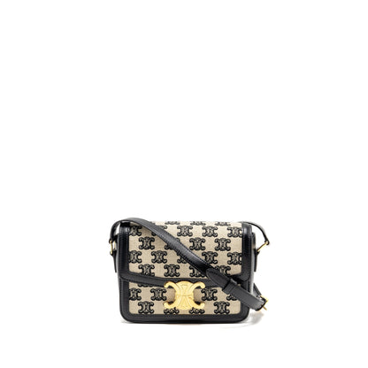 Celine Teen Triomphe Purse Triomphe Canvas/Calfskin Black/White