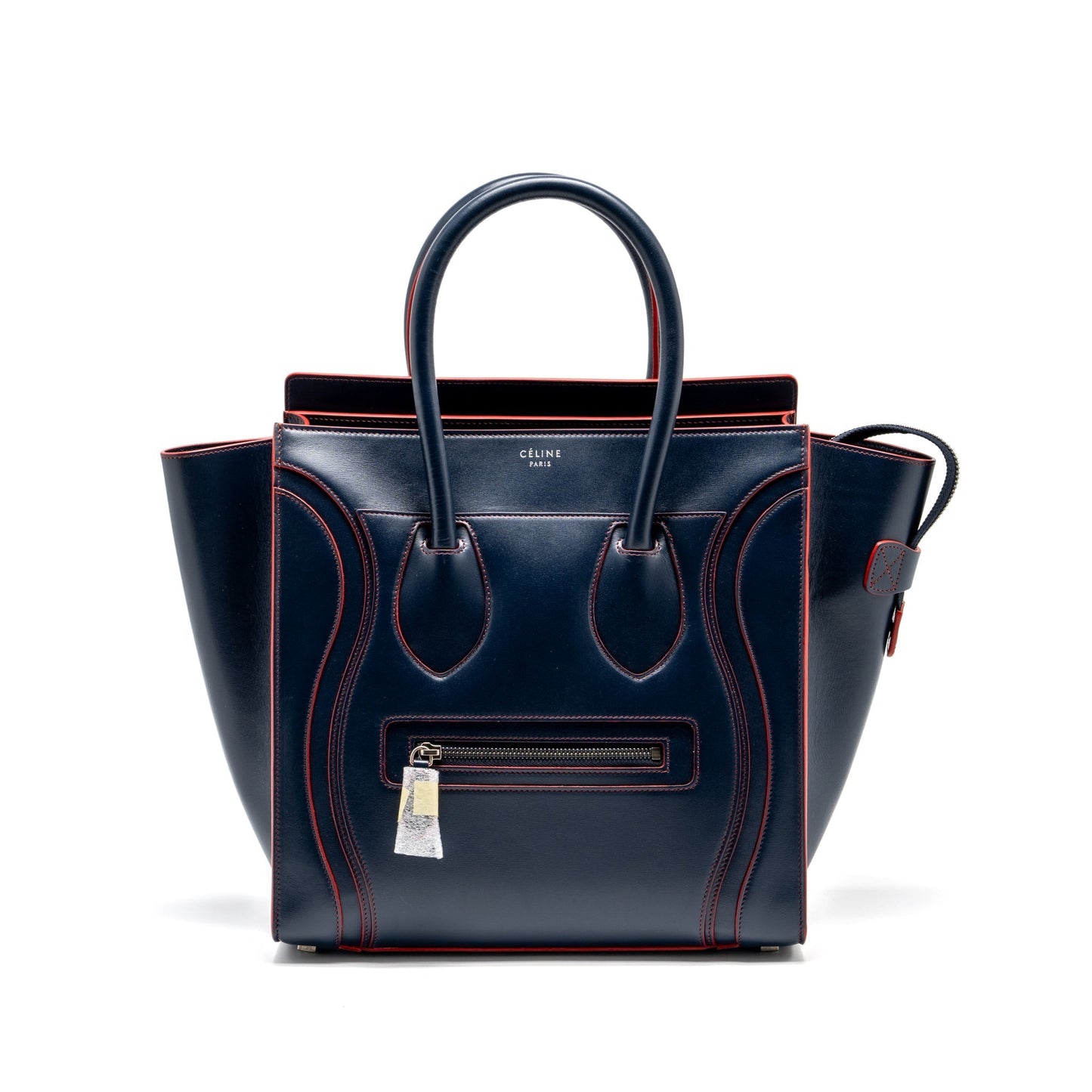 Celine Luggage Tote Purse Calfskin Blue/Red