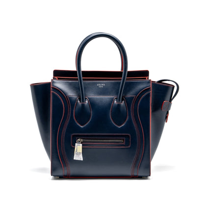 Celine Luggage Tote Purse Calfskin Blue/Red