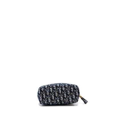 Dior Beauty Pouch Blue Dior Oblique Jacquard/Velvet Rovelle Bags