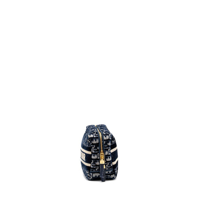 Dior Beauty Pouch Blue Dior Oblique Jacquard/Velvet Rovelle Bags