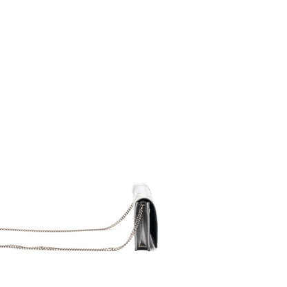Dior Diorama Wallet On Chain Patent Metallic Silver Rovelle Bags