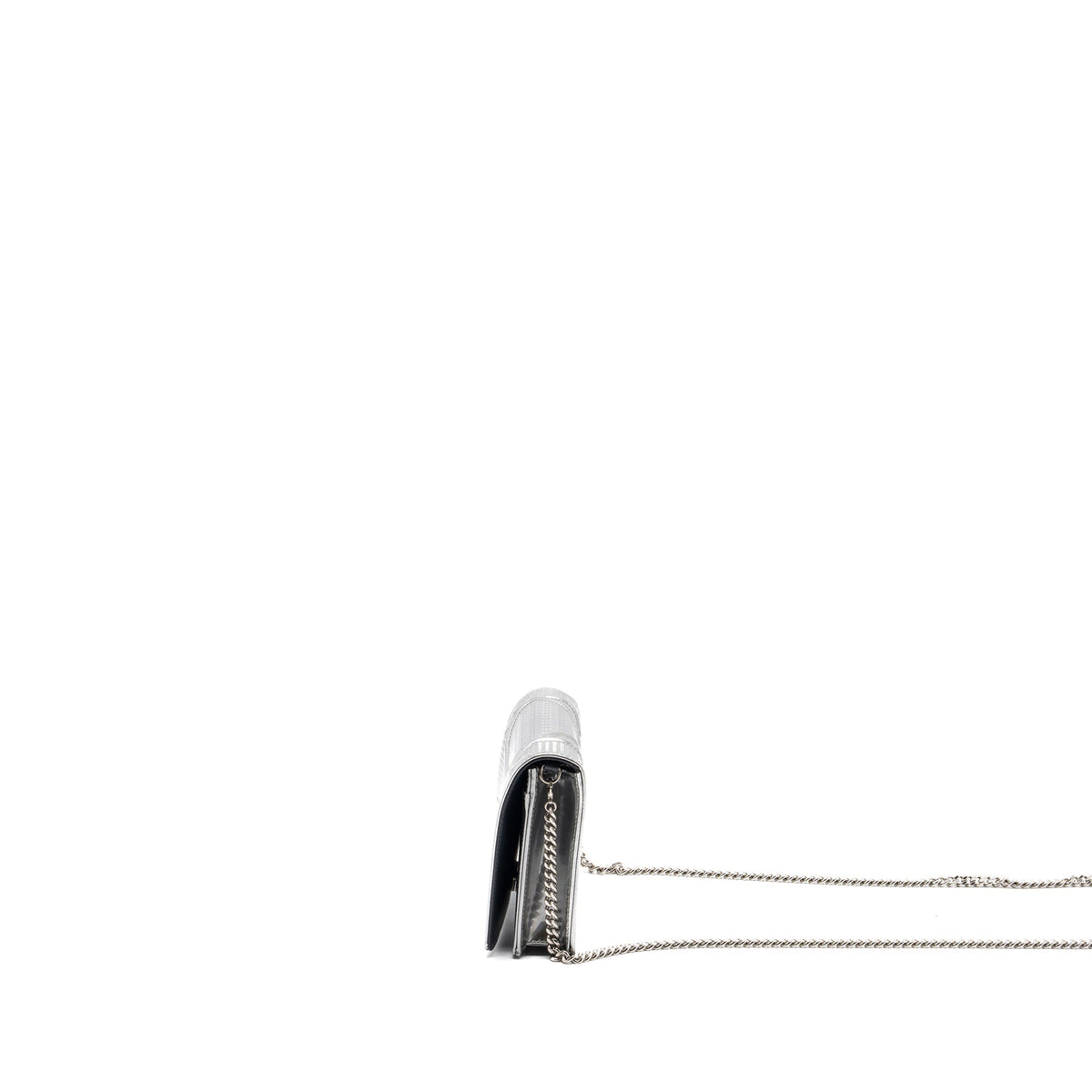 Dior Diorama Wallet On Chain Patent Metallic Silver Rovelle Bags