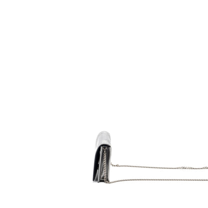 Dior Diorama Wallet On Chain Patent Metallic Silver Rovelle Bags