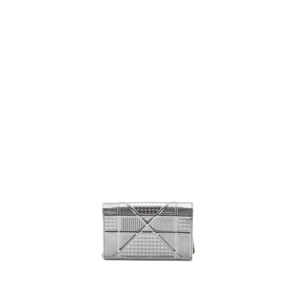 Dior Diorama Wallet On Chain Patent Metallic Silver Rovelle Bags
