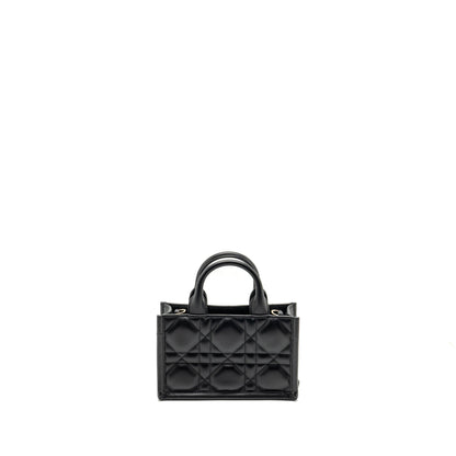 Dior Dioramour Mini Dior Book Tote Macrocannage Calfksin Black Rovelle Bags