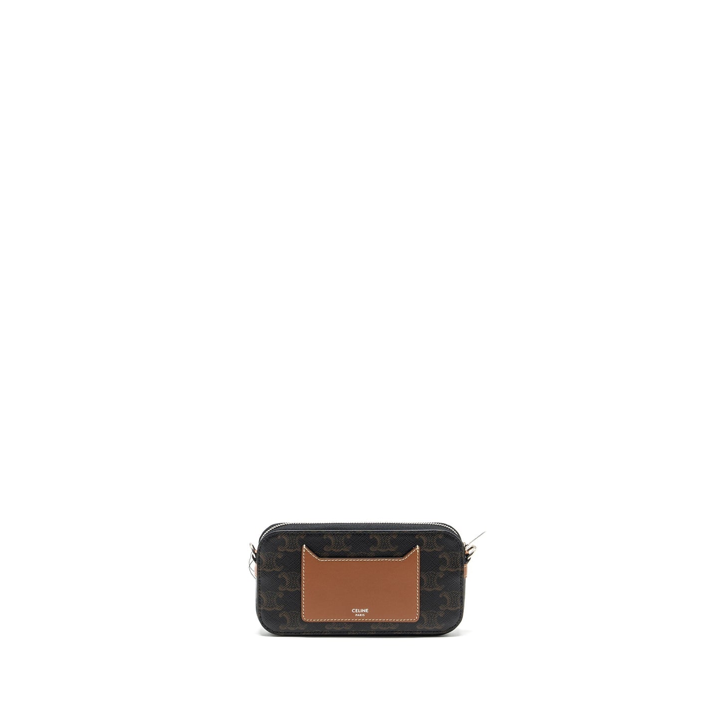Celine Horizontal Triomphe Logo Print Pouch Coated Canvas/Leather Tan/Brown