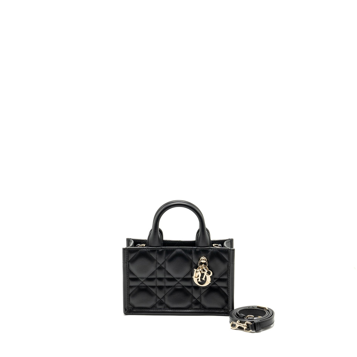 Dior Dioramour Mini Dior Book Tote Macrocannage Calfksin Black Rovelle Bags