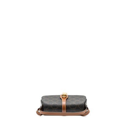 Celine Clutch On Strap Tabou Triomphe Canvas/ Calfskin Tan
