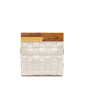 Bottega Veneta Cream Snap Clutch Purse Calfskin/Wood White Multicolour Hardware