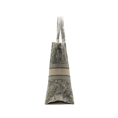 Dior Large Book Tote Ecru And Grey Toile De Jouy Embroidery Rovelle Bags