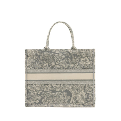 Dior Large Book Tote Ecru And Grey Toile De Jouy Embroidery Rovelle Bags