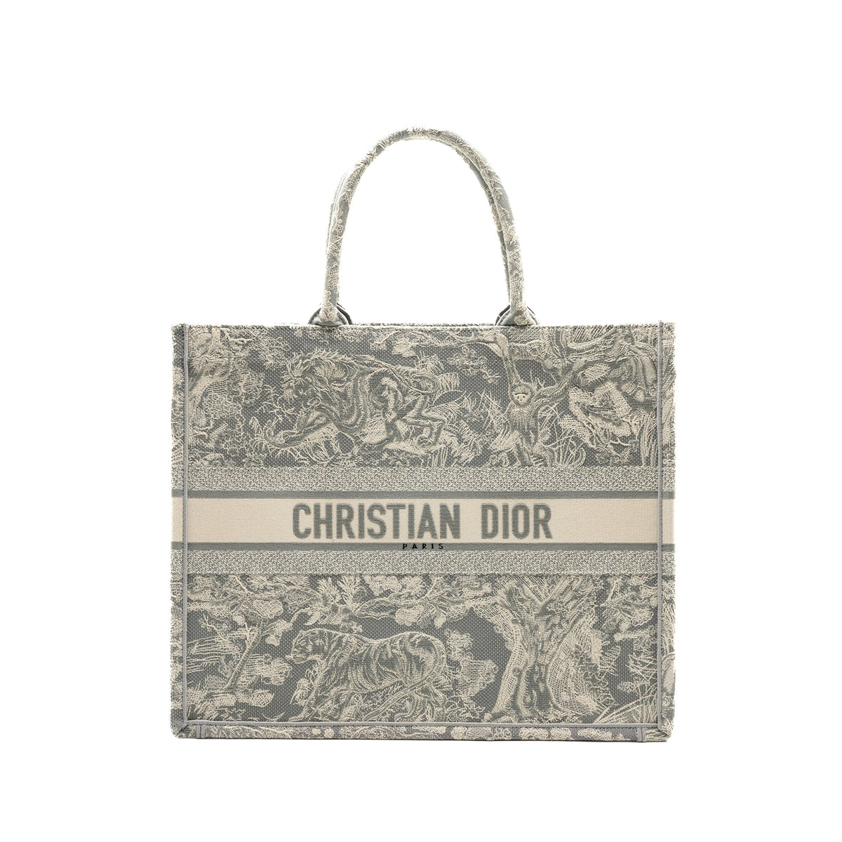 Dior Large Book Tote Ecru And Grey Toile De Jouy Embroidery Rovelle Bags
