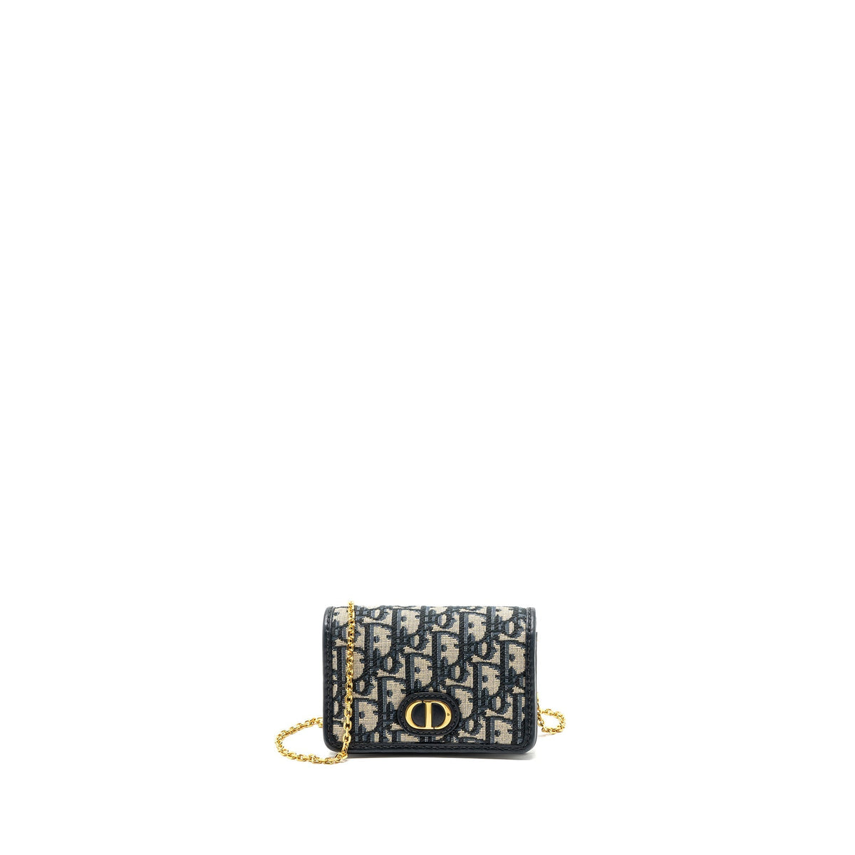 Dior 30 Montaigne Pouch with Chain Canvas Blue Oblique Rovelle Bags