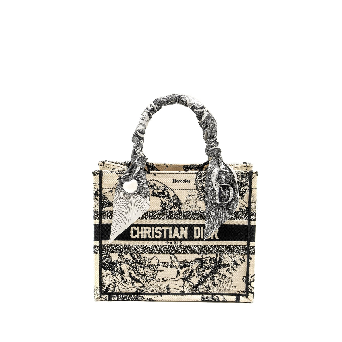 Dior SMALL Book Tote Latte/Black Toile De Jouy Zodiac Embroidery Rovelle Bags