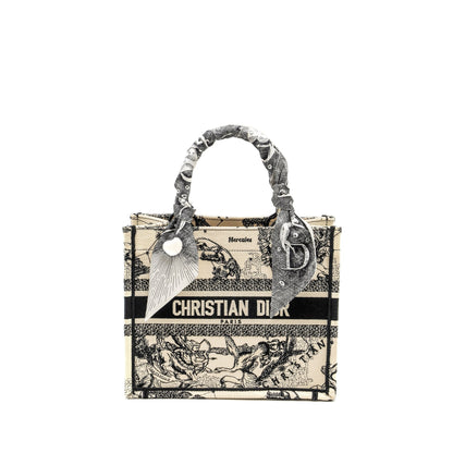 Dior SMALL Book Tote Latte/Black Toile De Jouy Zodiac Embroidery Rovelle Bags