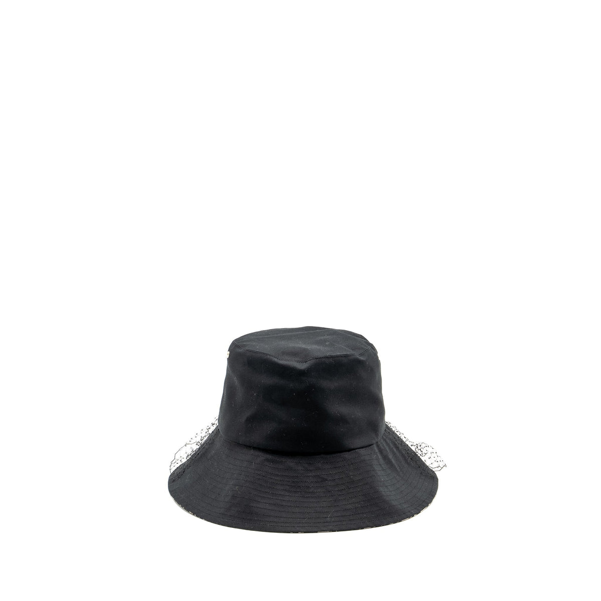 Dior size 57 Teddy-D Brim Bucket Hat With Veil Black/Blue Oblique Rovelle Bags