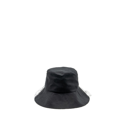Dior size 57 Teddy-D Brim Bucket Hat With Veil Black/Blue Oblique Rovelle Bags