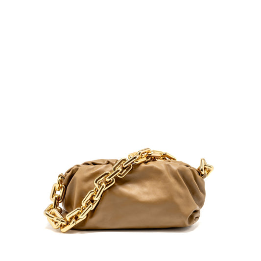 Bottega Veneta Chain Pouch Calfskin Khaki