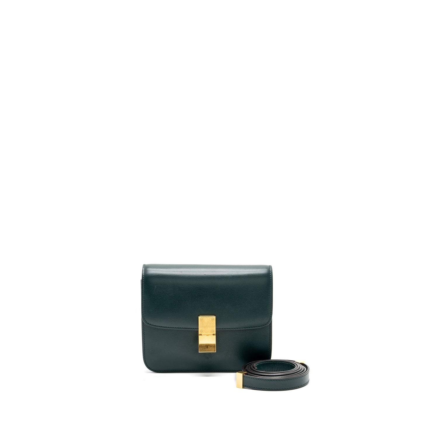 Celine Teen classic box Purse calfskin dark green