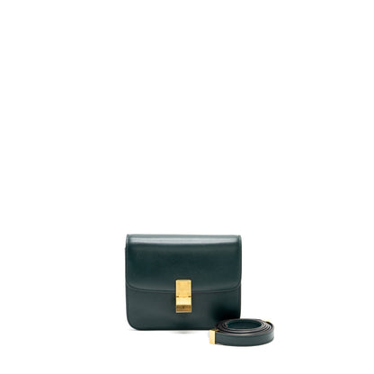 Celine Teen classic box Purse calfskin dark green