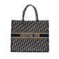 large book tote ecru and blue Dior oblique embroidery Rovelle Bags