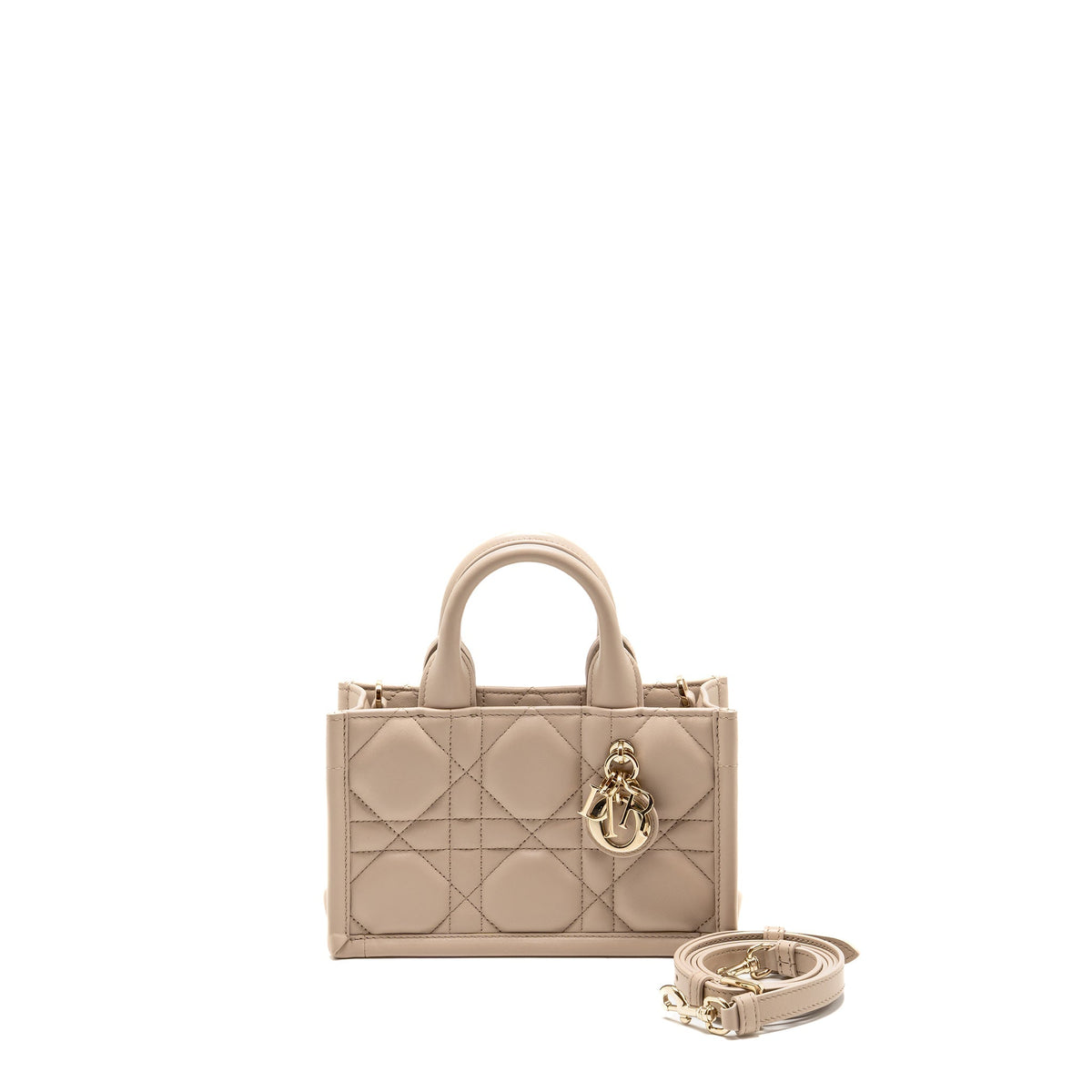 Dior Dioramour Mini Dior Book Tote Macrocannage Calfskin Powder Beige Rovelle Bags