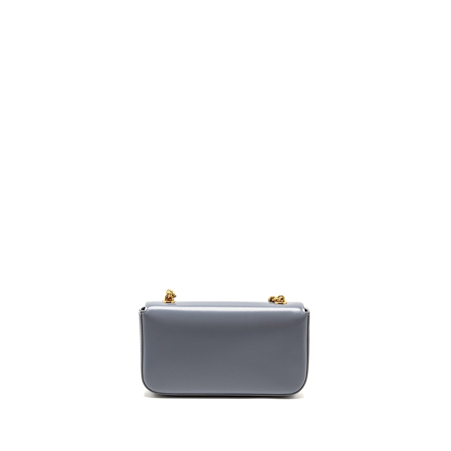 Luxury CELINE Chain Shoulder Bag Claude Shiny Calfskin Blue Grey GHW