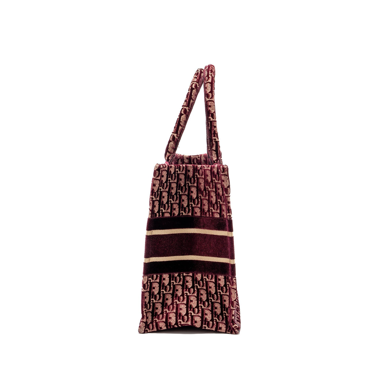 Dior Medium Book Tote Oblique Embroidery Velvet/ Canvas Dark Red Rovelle Bags