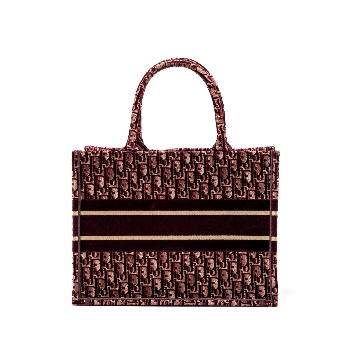 Dior Medium Book Tote Oblique Embroidery Velvet/ Canvas Dark Red Rovelle Bags