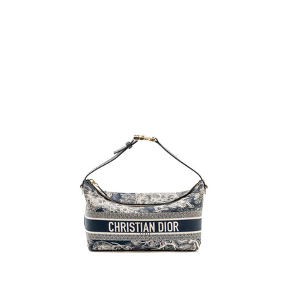 Dior Medium DiorTravel Nomad Pouch Toile de Jouy Reverse Technical Fabric Blue Rovelle Bags