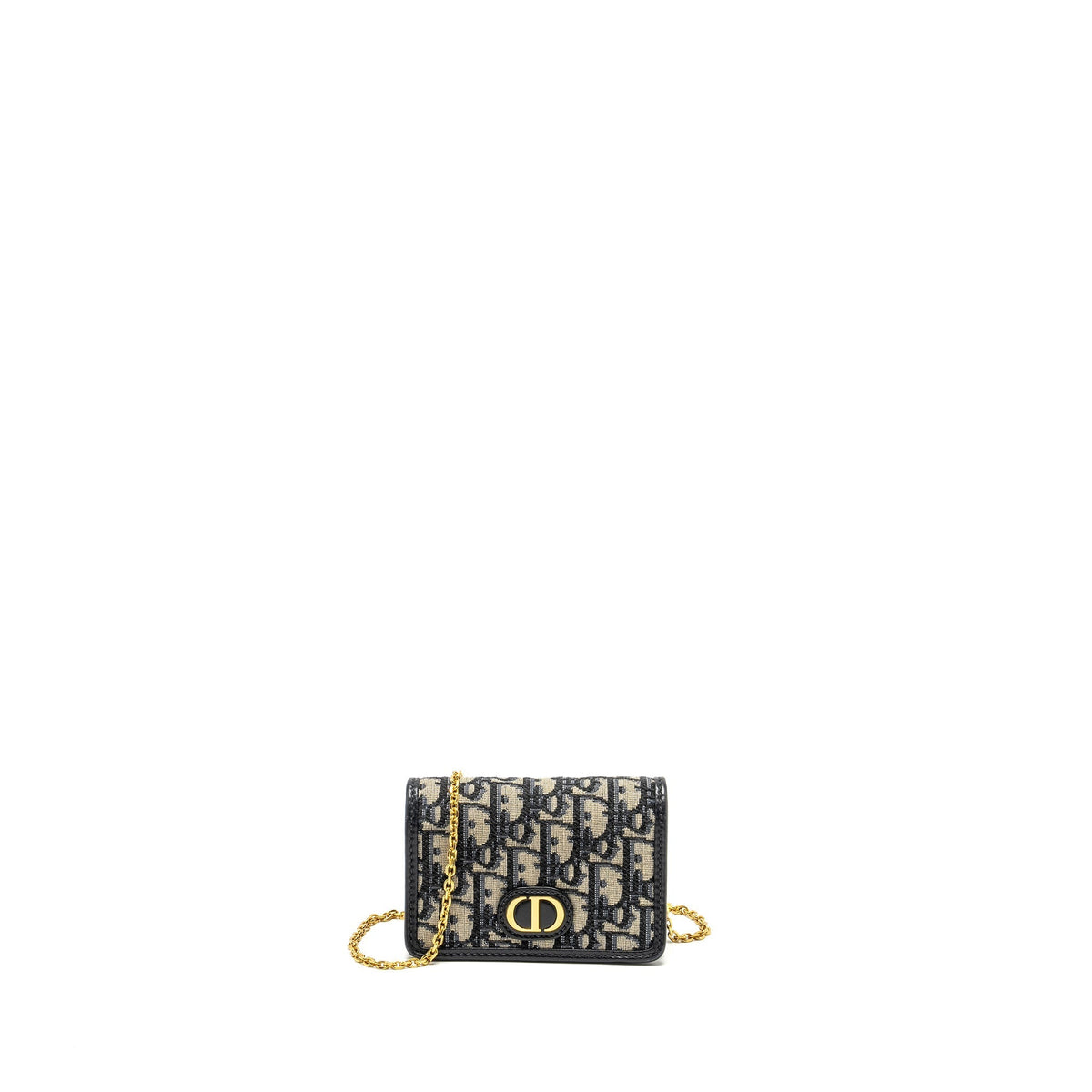 Dior 30 Montaigne Nano Pouch with Chain Blue Oblique Jacquard Rovelle Bags