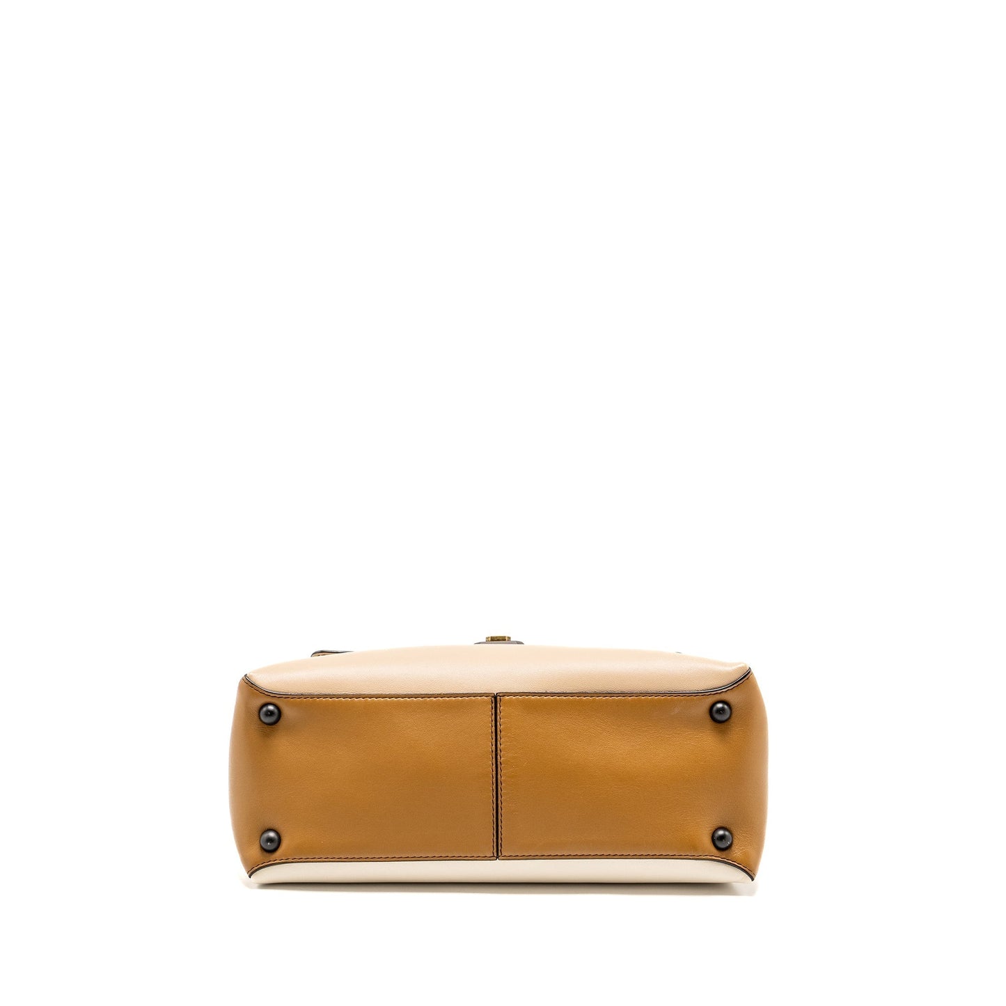 Bottega Veneta Top Handle Piazza Purse Nappa White/Beige/Light Brown Multicolour Hardware