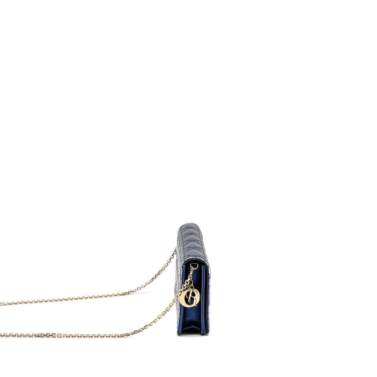Dior Lady Dior Pouch Cannage Wallet On Chain Lambskin Blue Rovelle Bags