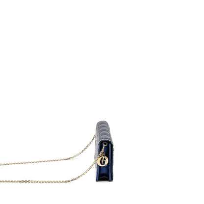 Dior Lady Dior Pouch Cannage Wallet On Chain Lambskin Blue Rovelle Bags