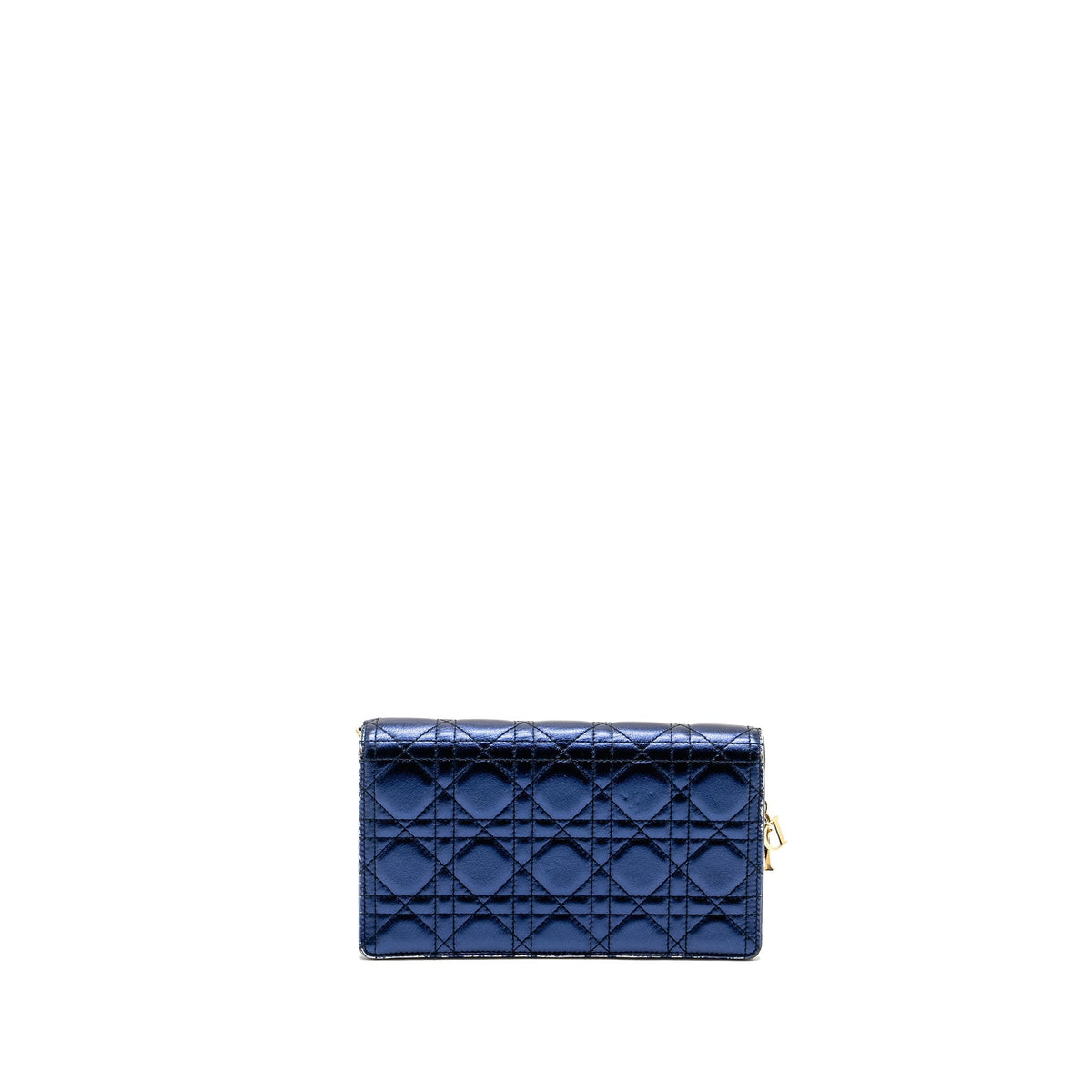 Dior Lady Dior Pouch Cannage Wallet On Chain Lambskin Blue Rovelle Bags