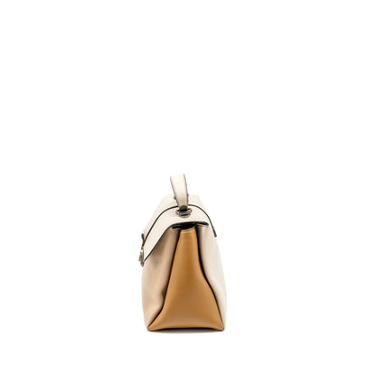 Bottega Veneta Top Handle Piazza Purse Nappa White/Beige/Light Brown Multicolour Hardware