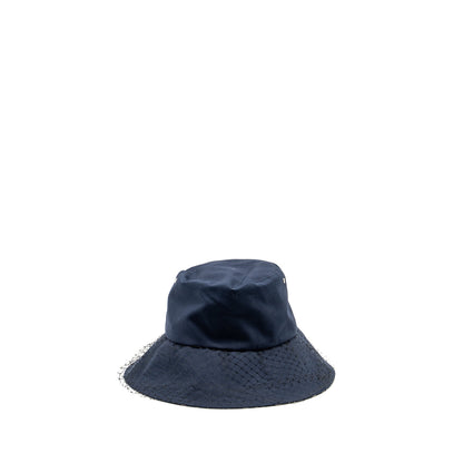 Dior Size 57 Teddy-D Brim Bucket Hat with Veil Blue Rovelle Bags