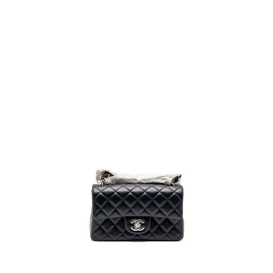 Chanel mini rectangular flap bag lambskin black SHW (microchip) Rovelle Bags