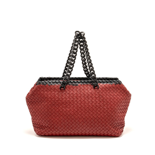 Bottega Veneta Intrecciato Chain Mini Purse Leather Red/Black with Black Hardware