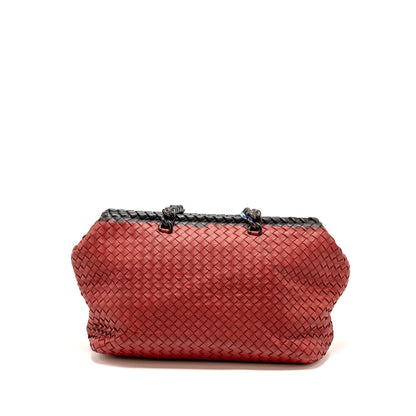 Bottega Veneta Intrecciato Chain Mini Purse Leather Red/Black with Black Hardware